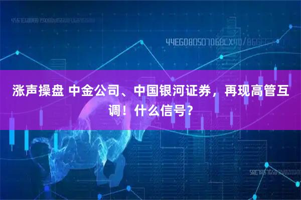 涨声操盘 中金公司、中国银河证券，再现高管互调！什么信号？